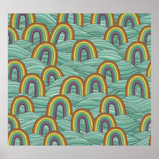 虹の自然：手書きヴィンテージ合成 ポスター (正面)