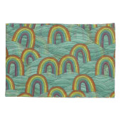 虹の自然：手書きヴィンテージ合成 枕カバー (裏面)