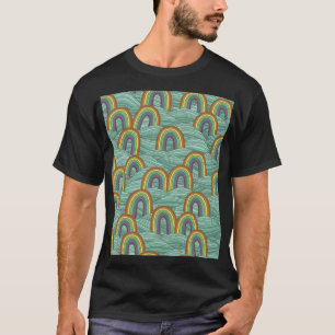 虹の自然:手書きヴィンテージ合成 Tシャツ