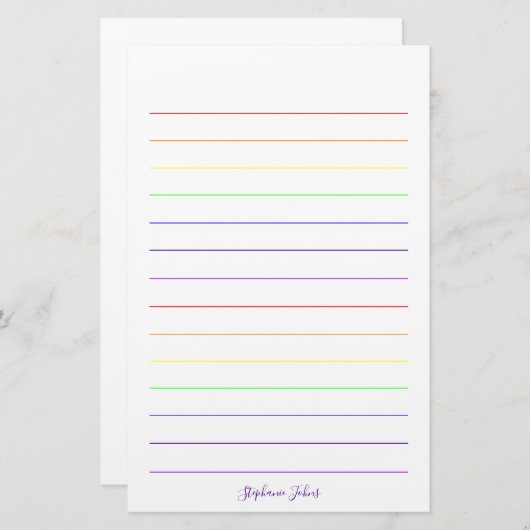 虹の色かわいカラフルモノグラかわいらしムの名前 便箋 (正面/裏面)
