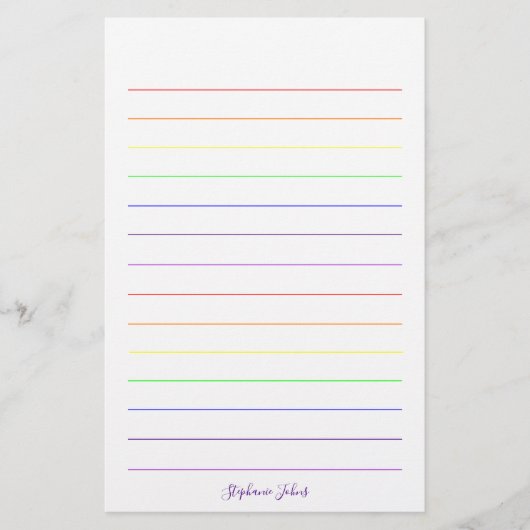 虹の色かわいカラフルモノグラかわいらしムの名前 便箋 (正面)