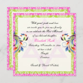 虹の色が花盛り&デイビッド・ダマスクの星 招待状 (正面/裏面)