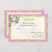 虹の色が輝く、デビッド・ダマスクの星RSVP 出欠カード (正面/裏面)