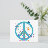 虹の色と平和のサイン ポストカード (スタンド正面)