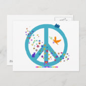 虹の色と平和のサイン ポストカード (正面/裏面)