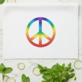 虹の色にピースサイン キッチンタオル (折り畳み)