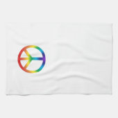 虹の色にピースサイン キッチンタオル (横)