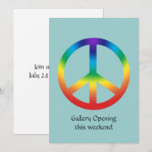 虹の色にピースサイン 招待状 (正面/裏面)