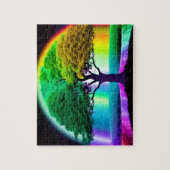 虹の色に囲まれた生活の木 ジグソーパズル (縦)