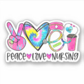 虹の色に輝く平和な愛の看護ステッカー シール (正面)