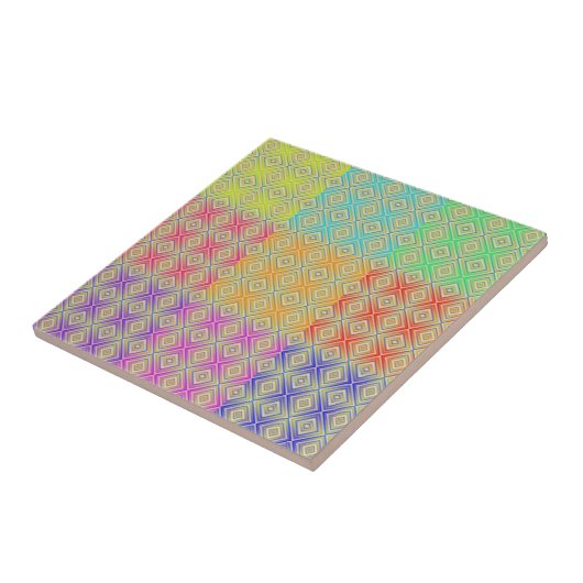 虹の色のオルタナティブダイヤモンドパターン タイル (側面)