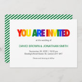 虹の色のゲイ ウェディング 招待状 (正面/裏面)