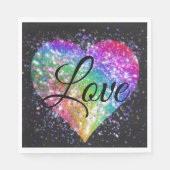 虹の色のスパーキンググリッターハートラブ昼寝 スタンダードランチョンナプキン (正面)