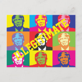 虹の色のトランプの顔と"非合法" ポストカード