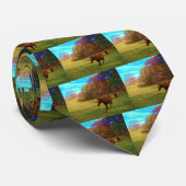 虹の色のフィールドに茶色の馬 ネクタイ (ロール)