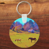 虹の色のフィールドの馬 キーホルダー (正面)