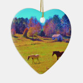 虹の色のフィールドの馬 セラミックオーナメント (右)