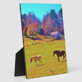 虹の色のフィールドの馬 フォトプラーク (側面)