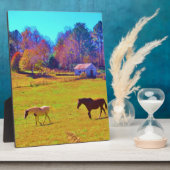 虹の色のフィールドの馬 フォトプラーク (側面)