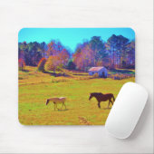 虹の色のフィールドの馬 マウスパッド (マウス)
