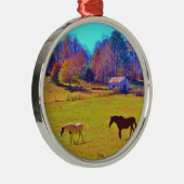 虹の色のフィールドの馬 メタルオーナメント (右)
