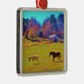 虹の色のフィールドの馬 メタルオーナメント (右)