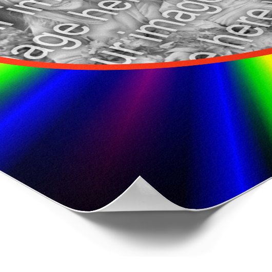 虹の色のレイのフレーム独自の写真を作成 ポスター (角)