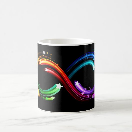 虹の色の彗星の無限大記号 コーヒーマグカップ (中央)