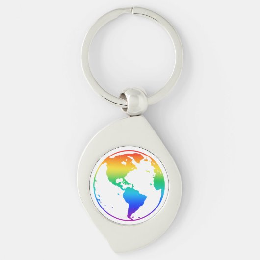 虹の色の惑星地球 キーホルダー (正面)