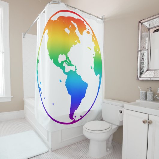 虹の色の惑星地球 シャワーカーテン (インサイチュ)