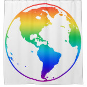 虹の色の惑星地球 シャワーカーテン (正面)