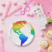 虹の色の惑星地球 ペーパープレート (パーティー)