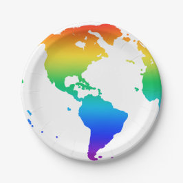 虹の色の惑星地球 ペーパープレート
