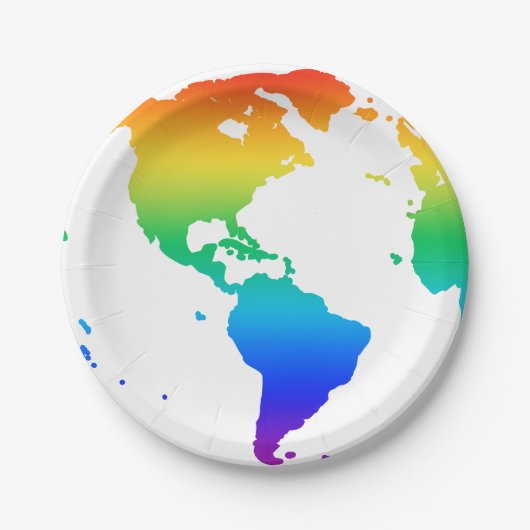 虹の色の惑星地球 ペーパープレート (正面)