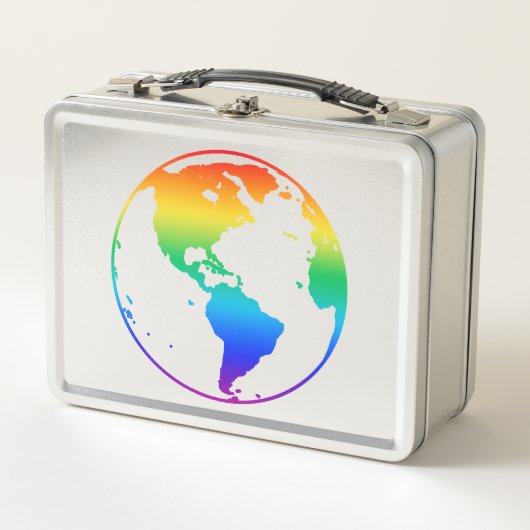 虹の色の惑星地球 メタルランチボックス (正面)