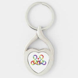 虹の色の手。メタルキーチェーン キーホルダー