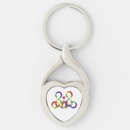 虹の色の手。メタルキーチェーン キーホルダー (正面)