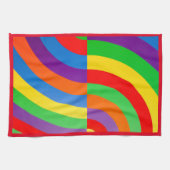 虹の色の明るい大きなシャープ キッチンタオル (横)