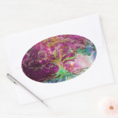 虹の色の生命の木 楕円形シール (封筒)