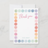 虹の色の美術の誕生日パーティー サンキューカード (正面)