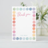 虹の色の美術の誕生日パーティー サンキューカード (スタンド正面)