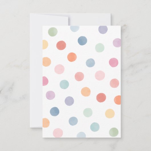 虹の色の美術の誕生日パーティー サンキューカード (裏面)