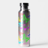 虹の色の蝶飛んでいる ウォーターボトル (左面)