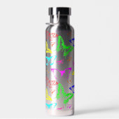 虹の色の蝶飛んでいる ウォーターボトル (右面)