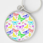 虹の色の蝶飛んでいる キーホルダー (正面)