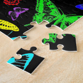 虹の色の蝶飛んでいる ジグソーパズル (側面)