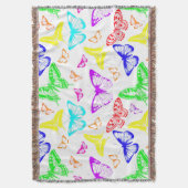 虹の色の蝶飛んでいる スローブランケット (正面縦)