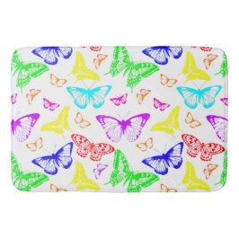 虹の色の蝶飛んでいる バスマット