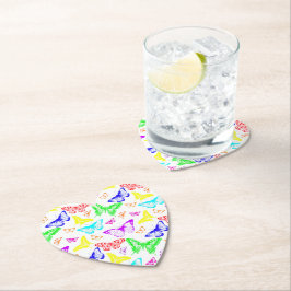 虹の色の蝶飛んでいる ペーパーコースター