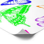 虹の色の蝶飛んでいる ポスター (角)